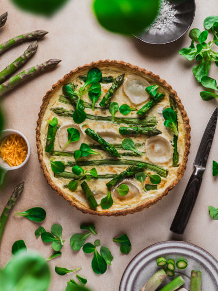 Savory asparagus and goat cheese tart for spring