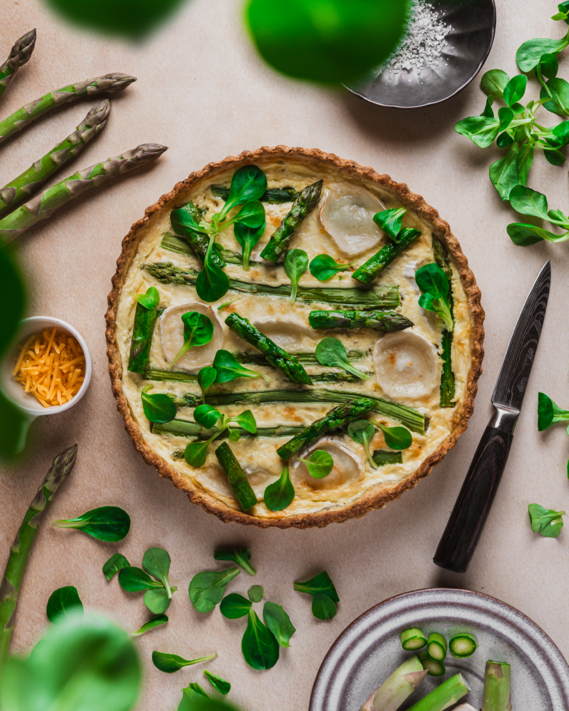 Savory asparagus and goat cheese tart for spring