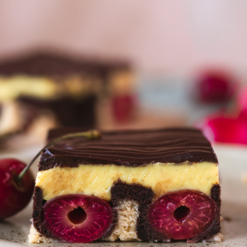 Easy Donauwelle – Delicious German Cake with Pudding and Cherries - Romandian Masala