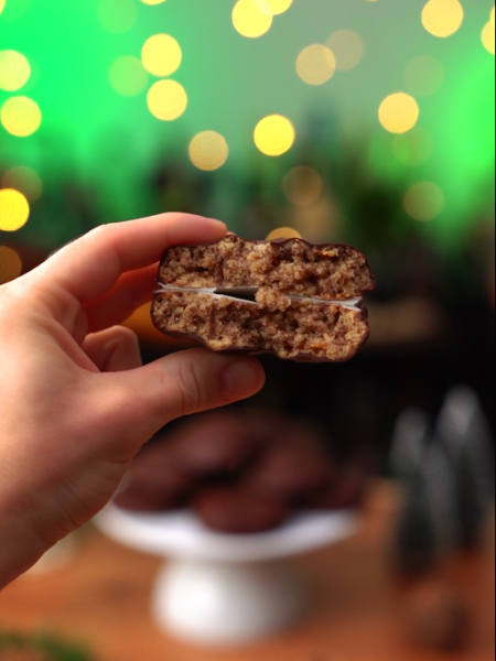 Traditional Elisenlebkuchen German gingerbread cookies with nuts and glaze