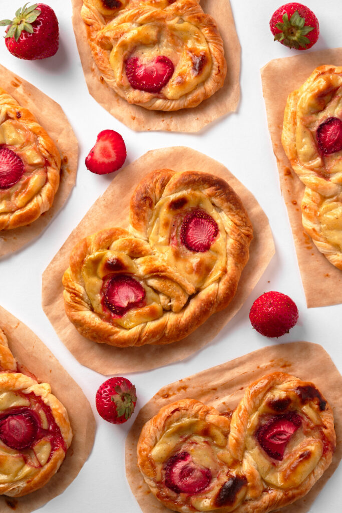 German puddingbrezel pastry with vanilla custard filling
