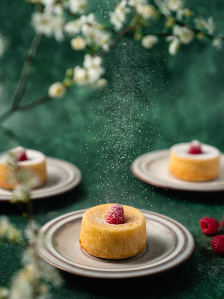 Molten white lava cake with soft flowing center