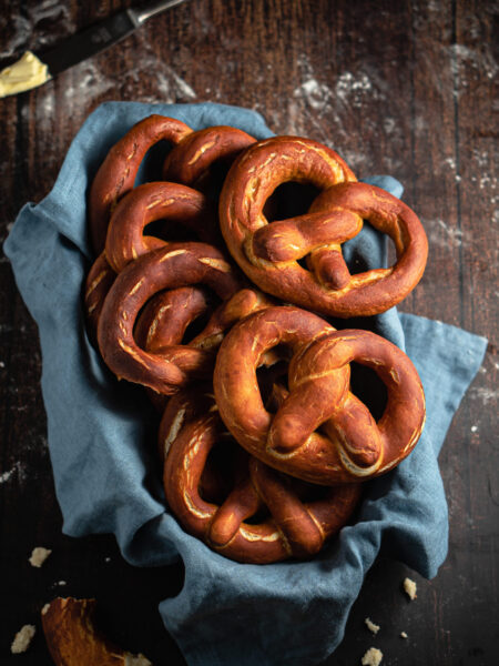 German pretzels served with butter